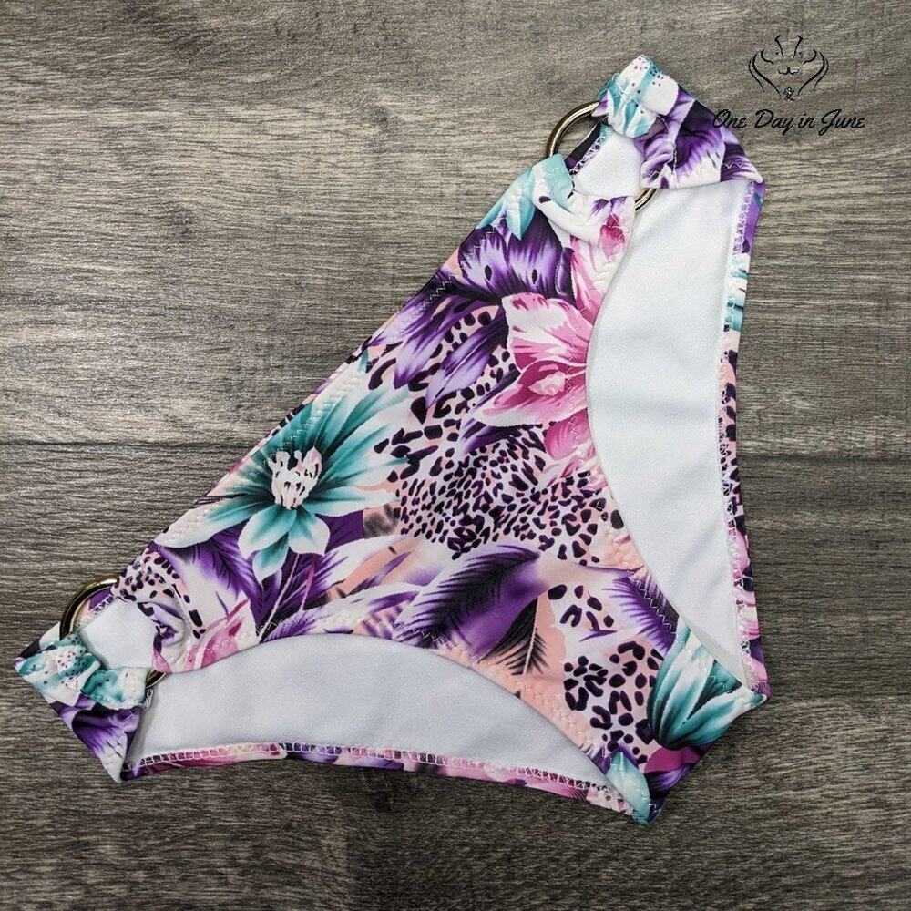 ODIJ Leopard Print Hip Ring Bikini Bottom Size S